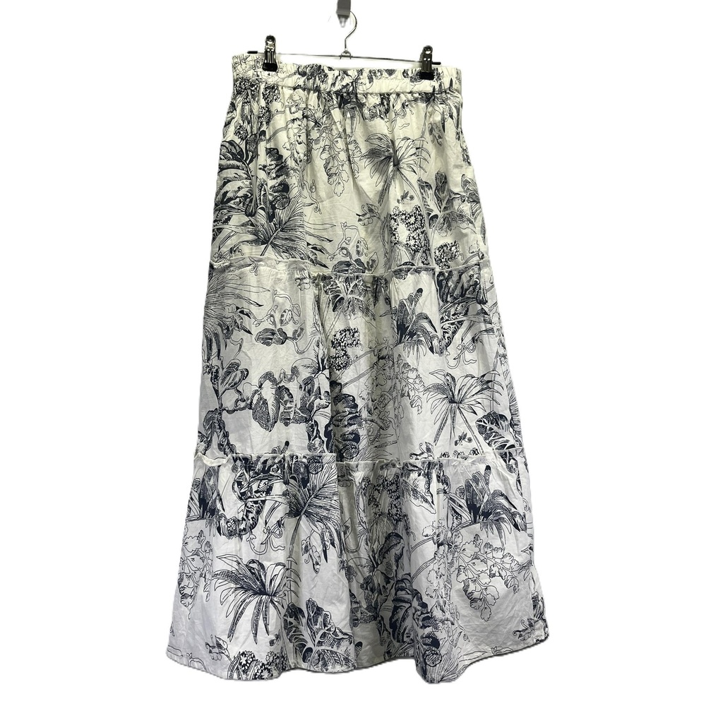 Sim & Sam Blue Womens Floral Tropical Leaf Cotton Maxi‎ Skirt Large